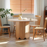 35" Farmhouse Round Small Dining Table 4-Person Natural Pine Wood