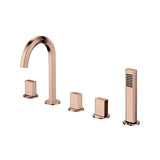 Rose Gold Modern Bathtub Faucet 3-Handle Deck Mounted Roman Tub Faucet & Hand Shower