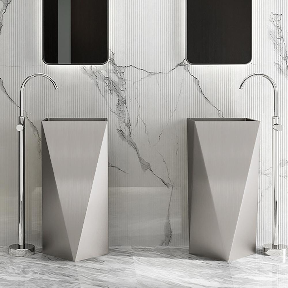 Gold Modern Luxury Stainless Steel Sink Pedestal Sink Freestanding