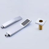 Waterfall Deck-Mount Roman Tub Faucet with Handshower in Brushed Gold