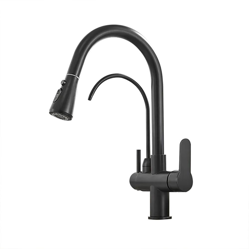 Water Filter Kitchen Faucet Pull Out Faucet in Matte Black Swirling Faucet Solid Brass