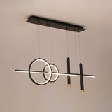 Geometric Dimmable Kitchen Island Light Metal Pendant Light in Black