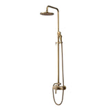 Antique Brass Exposed Wall Mount Shower System with 8" Rain Shower Head and Hand Shower