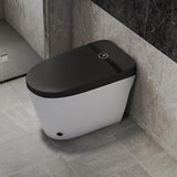 Elongated One-Piece Smart Toilet Floor Mounted Automatic Toilet in Black & Gold Rim