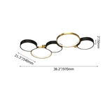 Multi-Circles 5-Light LED Flush Mount Ceiling Light in Black & Gold