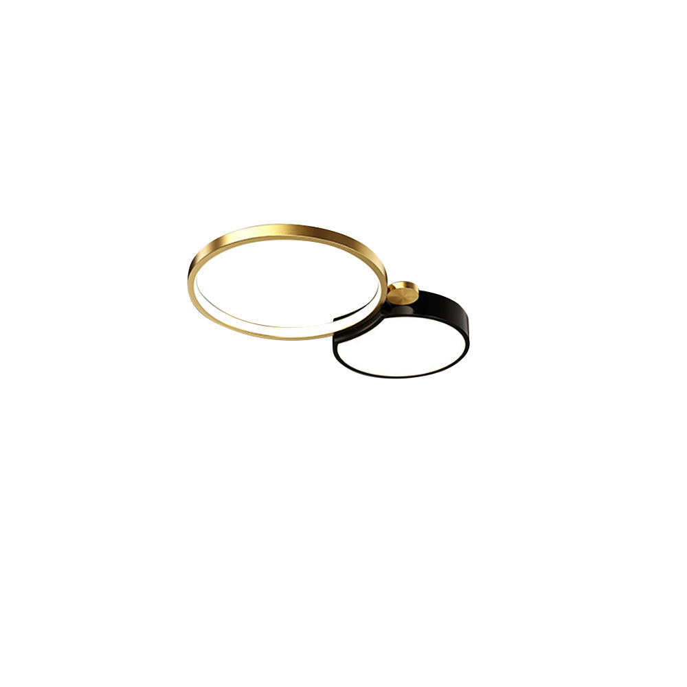 Multi-Circles 5-Light LED Flush Mount Ceiling Light in Black & Gold