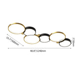 Multi-Circles 5-Light LED Flush Mount Ceiling Light in Black & Gold