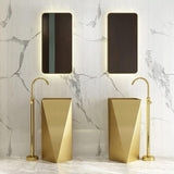 Gold Modern Luxury Stainless Steel Sink Pedestal Sink Freestanding