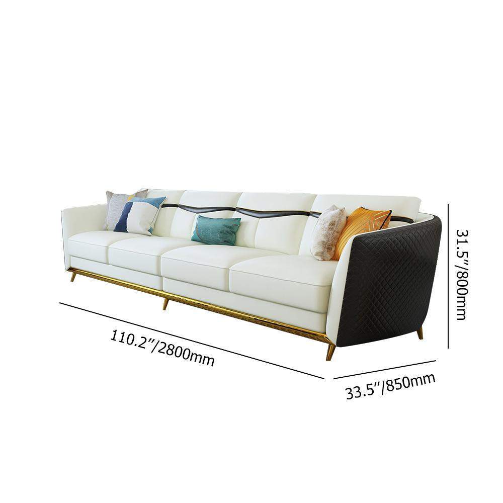110.2" Modern Faux Leather 4-Seater Sofa with Stainless Steel Frame-Furniture,Living Room Furniture,Sofas & Loveseats