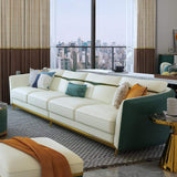 110.2" Modern Faux Leather 4-Seater Sofa with Stainless Steel Frame-Furniture,Living Room Furniture,Sofas & Loveseats