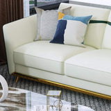 110.2" Modern Faux Leather 4-Seater Sofa with Stainless Steel Frame-Furniture,Living Room Furniture,Sofas & Loveseats