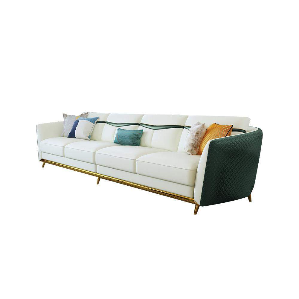 110.2" Modern Faux Leather 4-Seater Sofa with Stainless Steel Frame-Furniture,Living Room Furniture,Sofas & Loveseats