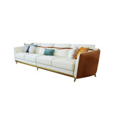 110.2" Modern Faux Leather 4-Seater Sofa with Stainless Steel Frame-Furniture,Living Room Furniture,Sofas & Loveseats