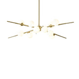 Modern 12-Light Glass Globe Sputnik Chandelier in Brass for Living Room and Bedroom