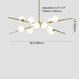 Modern 12-Light Glass Globe Sputnik Chandelier in Brass for Living Room and Bedroom