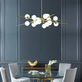 Modern 12-Light Glass Globe Sputnik Chandelier in Brass for Living Room and Bedroom