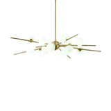 Modern 12-Light Glass Globe Sputnik Chandelier in Brass for Living Room and Bedroom