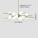 Modern 12-Light Glass Globe Sputnik Chandelier in Brass for Living Room and Bedroom