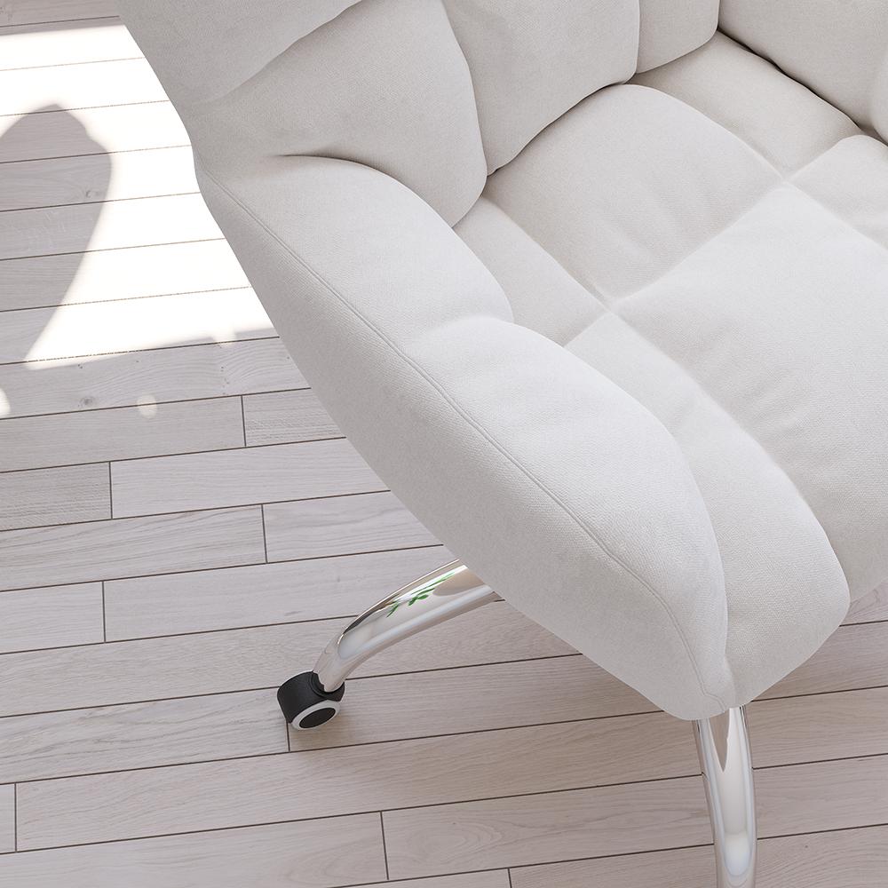 Modern Office Chair Upholstered Cotton & Linen Swivel Task Chair Height Adjustable
