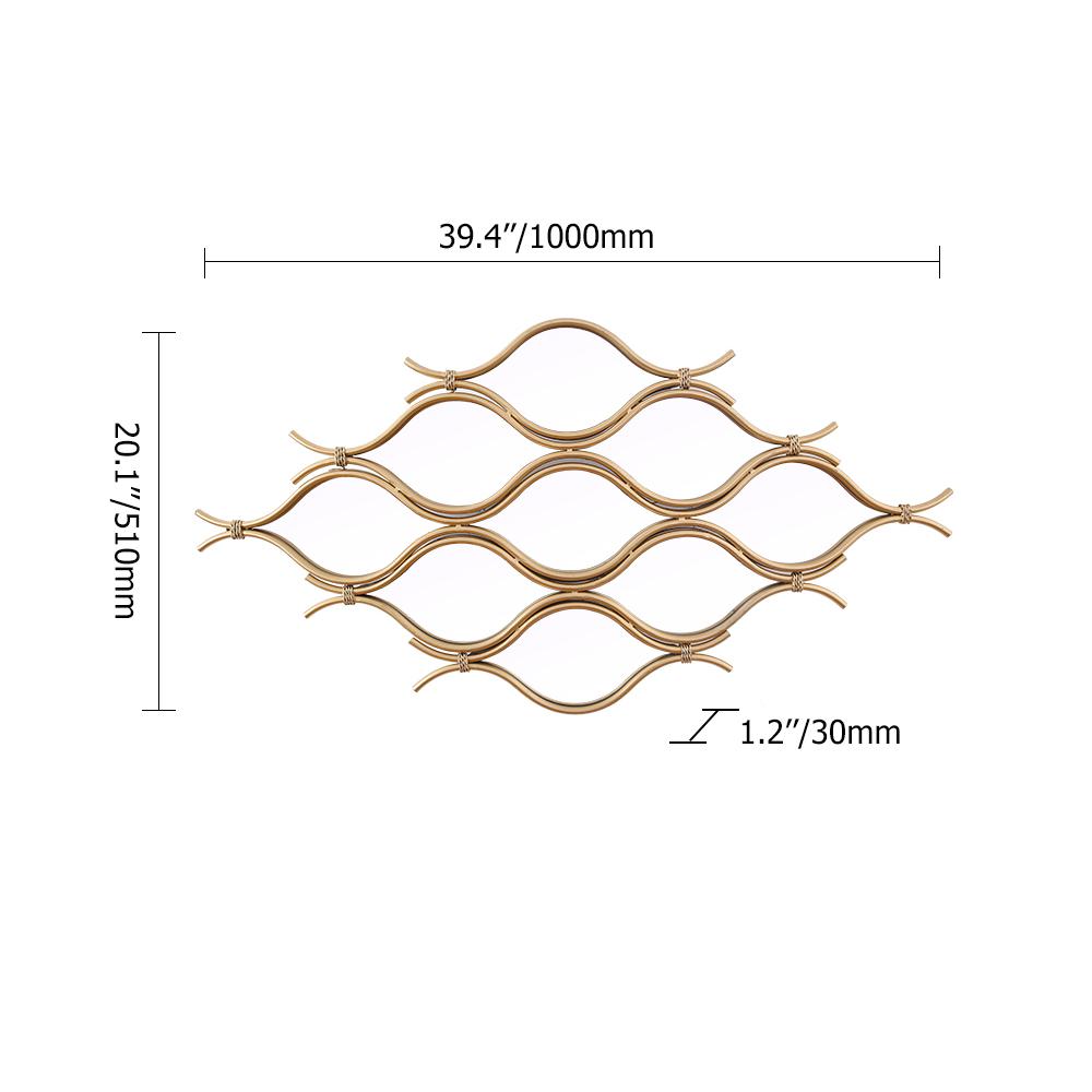 Modern Irregular Geometric Gold Metal Abstract Wall Mirror
