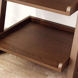 Modern Solid Wood 5-Tier Shelf Ladder Bookcase in Walnut-Bookcases & Bookshelves,Furniture,Office Furniture