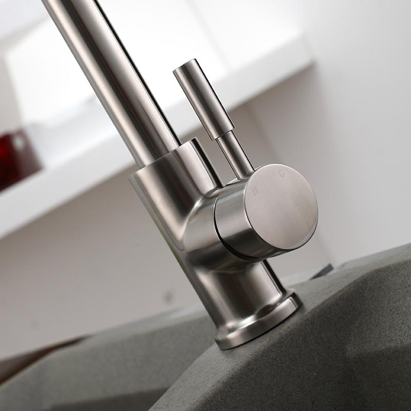 Brushed Nickel Deck-Mount Retractable Pot Filler Kitchen Faucet 1-Lever Stainless Steel