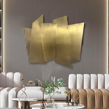 Luxury Irregular Stainless Steel Wall Decor Creative Geometric Art in Gold