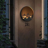 Outdoor Flush Mounted Wall Lighting Sconces LED Circle Layered Mountain Pattern