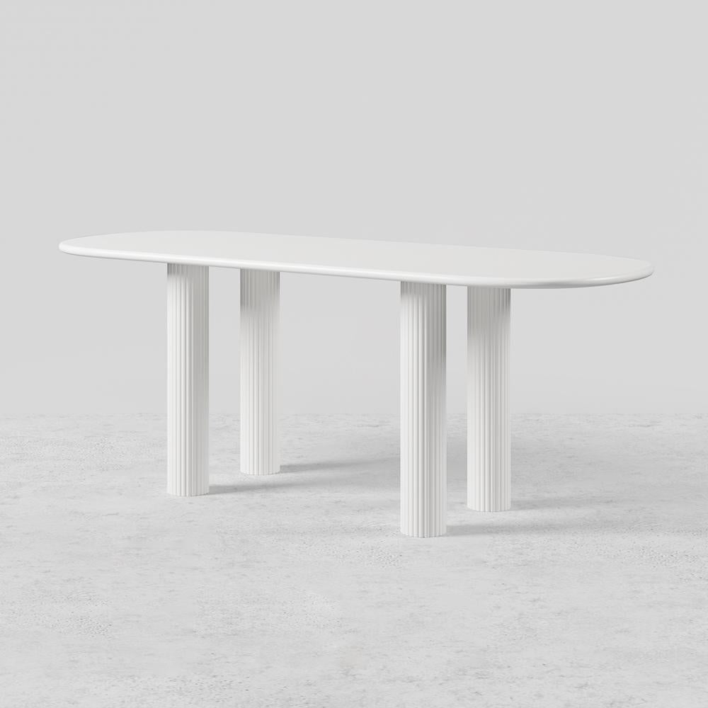 71" Oval White Dining Table 4 Pedestals 8 Seater Dining Room Table