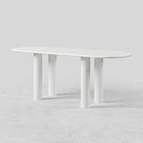 71" Oval White Dining Table 4 Pedestals 8 Seater Dining Room Table