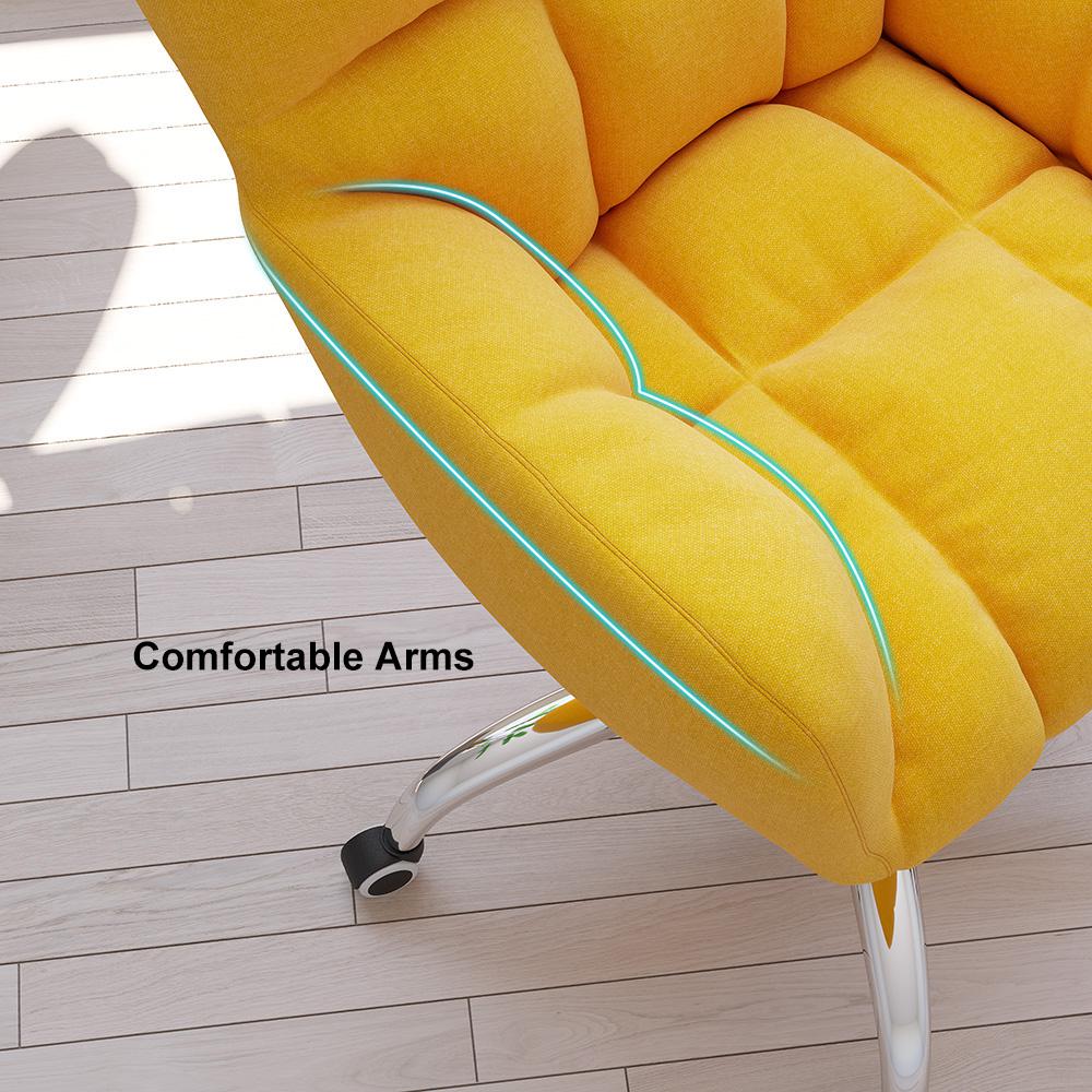 Modern Office Chair Upholstered Cotton & Linen Swivel Task Chair Height Adjustable