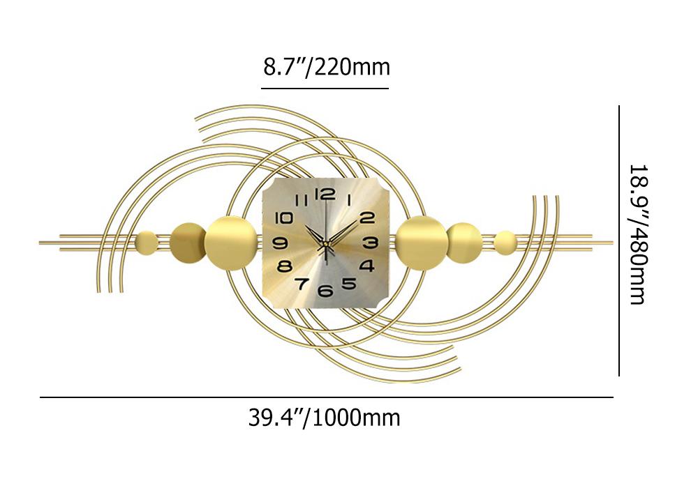 3D Modern Metal Oversized Wall Clock with Golden Geometric Frame