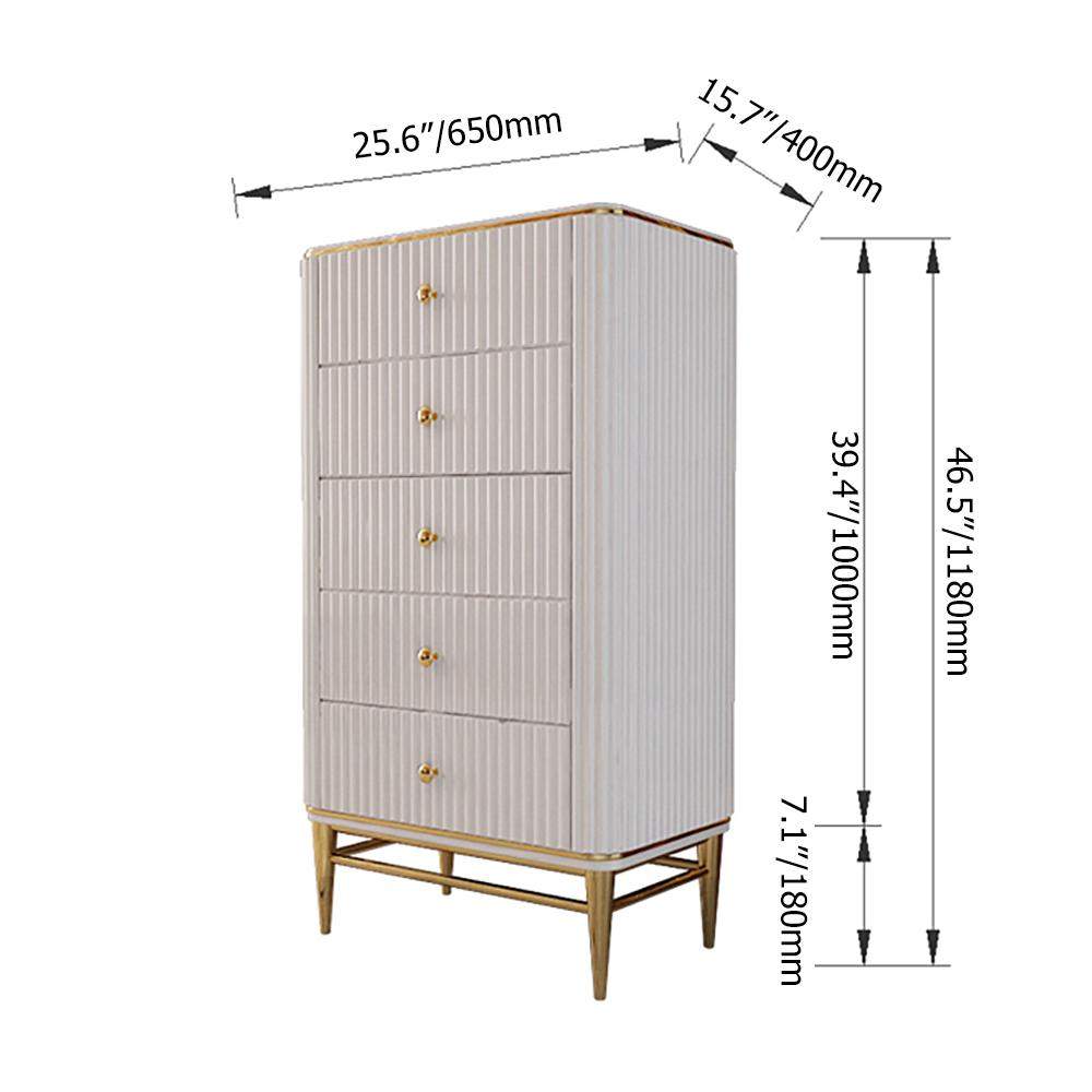 25.6" Chest Light Luxurious White & Gold 4-Drawer Dresser-Wehomz-Cabinets & Chests,Furniture,Living Room Furniture