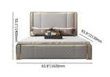 Cal King Platform Bed Gray Faux Leather Bed with Wood Slats Support