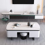 Modern White Lift Top Coffee Table with Storage Stone Top & Carbon Steel Base Extendable-Richsoul-Coffee Tables,Furniture,Living Room Furniture