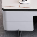 Modern White Lift Top Coffee Table with Storage Stone Top & Carbon Steel Base Extendable-Richsoul-Coffee Tables,Furniture,Living Room Furniture