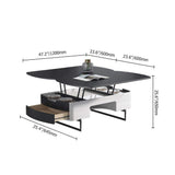 Modern White Lift Top Coffee Table with Storage Stone Top & Carbon Steel Base Extendable-Richsoul-Coffee Tables,Furniture,Living Room Furniture