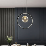 Black Pendant Light Minimalist Glass Globe LED 3-Light for Dining Room