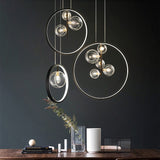 Black Pendant Light Minimalist Glass Globe LED 3-Light for Dining Room