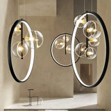 Black Pendant Light Minimalist Glass Globe LED 3-Light for Dining Room