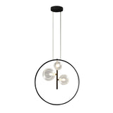 Black Pendant Light Minimalist Glass Globe LED 3-Light for Dining Room