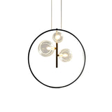 Black Pendant Light Minimalist Glass Globe LED 3-Light for Dining Room