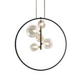 Black Pendant Light Minimalist Glass Globe LED 3-Light for Dining Room