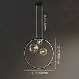 Black Pendant Light Minimalist Glass Globe LED 3-Light for Dining Room