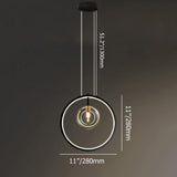 Black Pendant Light Minimalist Glass Globe LED 3-Light for Dining Room
