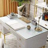 Modern Executive Desk with Drawers in White-Desks,Furniture,Office Furniture