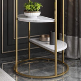 3-Tiered Gold End Table with Shelf Marble Top & Metal Frame Side Table-Richsoul-End &amp; Side Tables,Furniture,Living Room Furniture