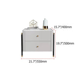 Modern Luxury Gray Nightstand 2-Drawer Bedside Table with Stone Top