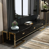 Jocise 71" Modern Jocise White & Gold TV Stand 3 Drawers Media Console