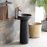 Antique Black Pedestal Sink Gaolin Wash Sink without Drain & Faucet Outdoor and Indoor